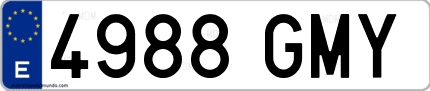 Ejemplo de matrícula de coche ordinaria 4988 GMY