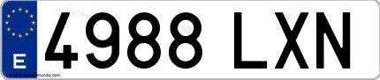 Ejemplo de matrícula española 4988 LXN