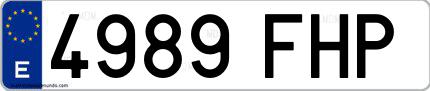 Ejemplo de matrícula española 4989 FHP