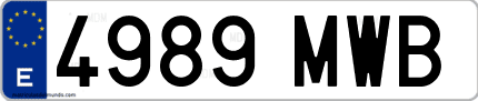 Ejemplo de matrícula de coche ordinaria 4989 MWB