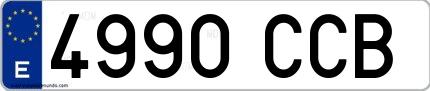 Ejemplo de matrícula española 4990 CCB
