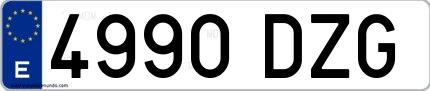 Ejemplo de matrícula española 4990 DZG
