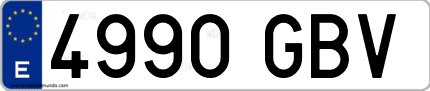 Ejemplo de matrícula de coche ordinaria 4990 GBV