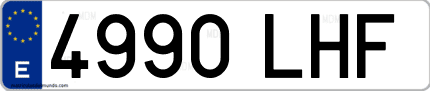 Ejemplo de matrícula de coche ordinaria 4990 LHF