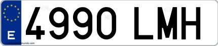 Ejemplo de matrícula española 4990 LMH