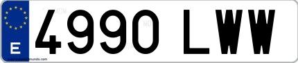 Ejemplo de matrícula española 4990 LWW