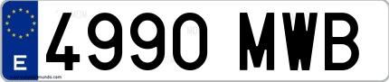 Ejemplo de matrícula española 4990 MWB