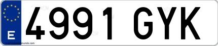 Ejemplo de matrícula española 4991 GYK