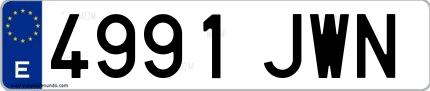 Ejemplo de matrícula española 4991 JWN