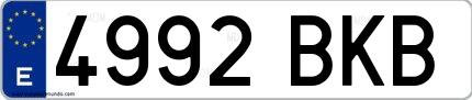 Ejemplo de matrícula española 4992 BKB