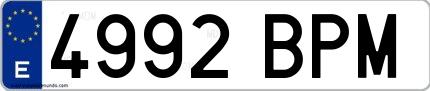 Ejemplo de matrícula española 4992 BPM