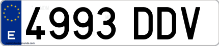 Ejemplo de matrícula de coche ordinaria 4993 DDV