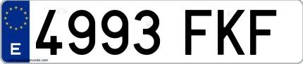Ejemplo de matrícula española 4993 FKF