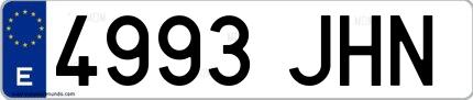 Ejemplo de matrícula española 4993 JHN