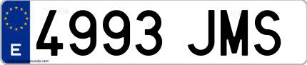 Ejemplo de matrícula española 4993 JMS