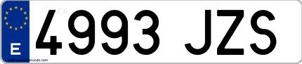 Ejemplo de matrícula española 4993 JZS