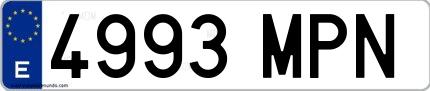 Ejemplo de matrícula española 4993 MPN