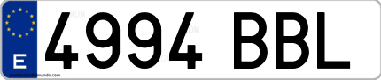 Ejemplo de matrícula de coche ordinaria 4994 BBL