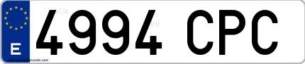 Ejemplo de matrícula española 4994 CPC