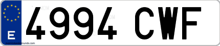 Ejemplo de matrícula de coche ordinaria 4994 CWF