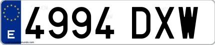 Ejemplo de matrícula española 4994 DXW
