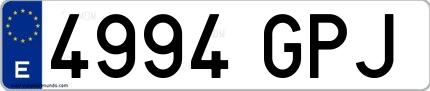 Ejemplo de matrícula española 4994 GPJ