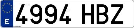 Ejemplo de matrícula española 4994 HBZ