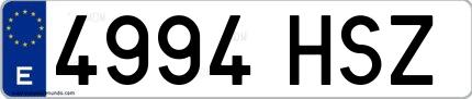 Ejemplo de matrícula española 4994 HSZ