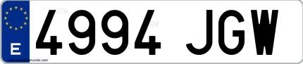 Ejemplo de matrícula española 4994 JGW