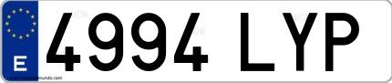 Ejemplo de matrícula española 4994 LYP
