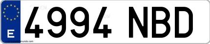Ejemplo de matrícula española 4994 NBD