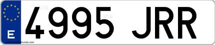 Ejemplo de matrícula de coche ordinaria 4995 JRR