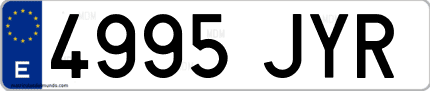 Ejemplo de matrícula de coche ordinaria 4995 JYR