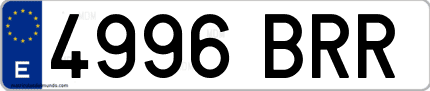 Ejemplo de matrícula de coche ordinaria 4996 BRR