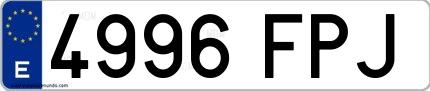 Ejemplo de matrícula española 4996 FPJ