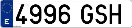 Ejemplo de matrícula española 4996 GSH