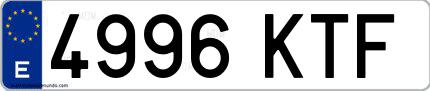 Ejemplo de matrícula española 4996 KTF