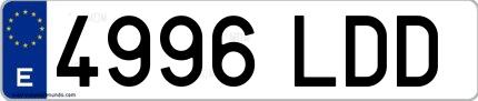 Ejemplo de matrícula de coche ordinaria 4996 LDD