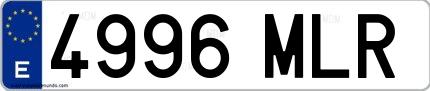 Ejemplo de matrícula española 4996 MLR