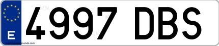 Ejemplo de matrícula española 4997 DBS