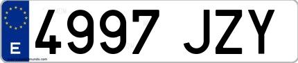 Ejemplo de matrícula española 4997 JZY