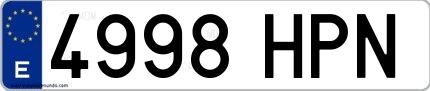 Ejemplo de matrícula española 4998 HPN