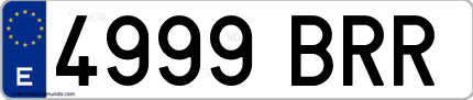 Ejemplo de matrícula de coche ordinaria 4999 BRR