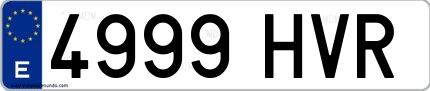 Ejemplo de matrícula española 4999 HVR