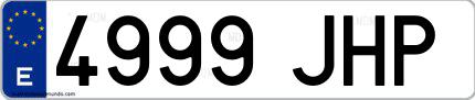 Ejemplo de matrícula española 4999 JHP