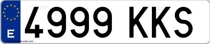 Ejemplo de matrícula española 4999 KKS