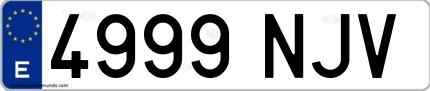 Ejemplo de matrícula española 4999 NJV