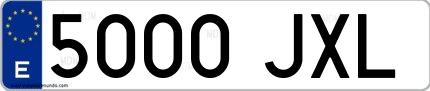 Ejemplo de matrícula española 5000 JXL