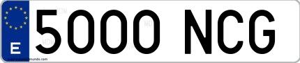 Ejemplo de matrícula española 5000 NCG