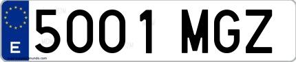 Ejemplo de matrícula española 5001 MGZ